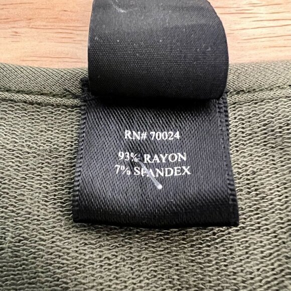 Bobi Los Angeles Womens Blouse Olive Green Short Sleeve Lace Up Detail Pleat S - Picture 9 of 10